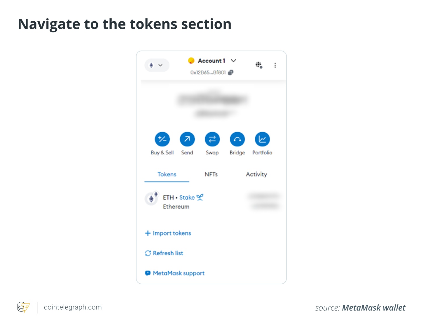 مرحله 2 به بخش Tokens بروید